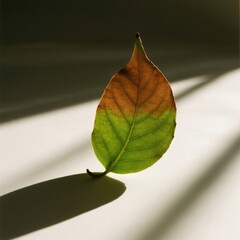 Single leaf with green and brown sections