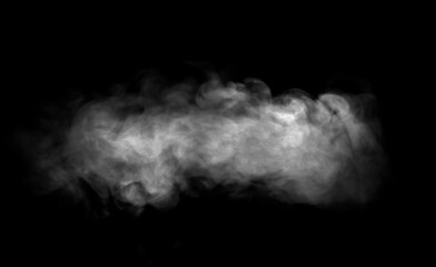 White smoke or fog texture isolated on a black background, creating a mysterious and dramatic atmosphere. Perfect for visual effects, backgrounds, and designs representing vapor, mist, or mystery.