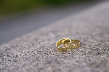 the golden rings of the bride and groom