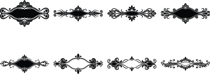 Vector art of collection of eight ornate divider designs