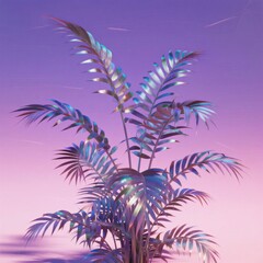 Metallic palm fronds against gradient sky