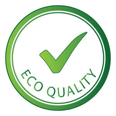 Vector art of eco quality badge, featuring a green checkmark, symbolizing environmentally friendly products and sustainable practices for a better future