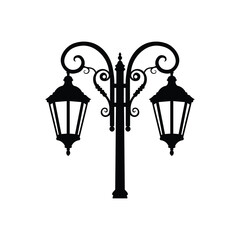 Vector art of vintage street lamp, showcasing ornate design and classic charm, evoking a sense of nostalgia and timeless elegance in urban settings