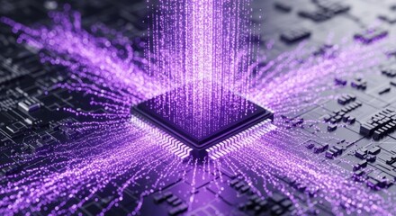 Glowing Purple Digital Circuitry