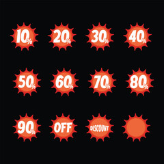 Bold red and yellow discount sale announcement with modern typography and geometric elements