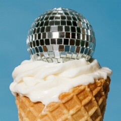 Ice cream cone with disco ball
