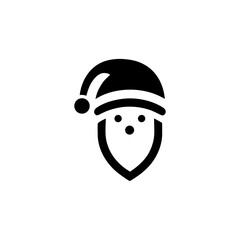 Minimalist Santa Claus Face Icon with Hat