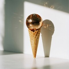 Disco ball in ice cream cone
