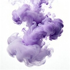 Purple smoke cloud against white background