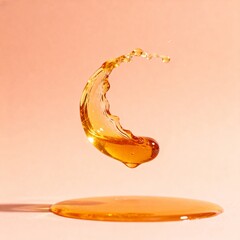 Golden liquid splash in midair