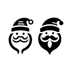 Minimalist Santa Claus Duo Vector Icons for Festive