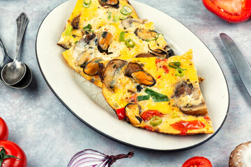 homemade omelet with mushrooms