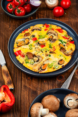 homemade omelet with mushrooms