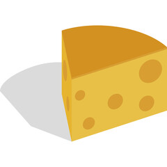 Slice of Swiss Cheese with Round Holes and a Dark Shadow on a Transparent Background a Simple Food Illustration