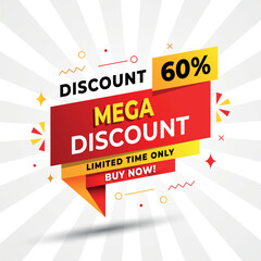 Mega Discount Sale Banner with Up to 60 off Promotion