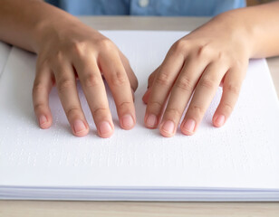 Visually Impaired Student Learning Braille Tactile System