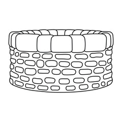 Hand drawn kids drawing vector illustration design stone well cartoon isolated
