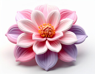 Fototapeta premium Plush flower with pink and purple petals and orange center image