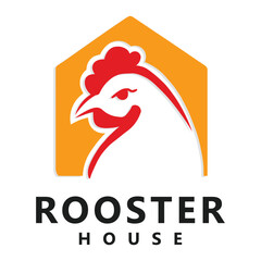Rooster house logo rooster with house icon logo design illustration