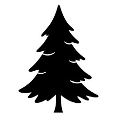 Obraz premium Festive Pine Tree Silhouette Icon for Winter Holiday Design Evergreen Nature Graphic Symbol for Seasonal Celebrations Vector illustration
