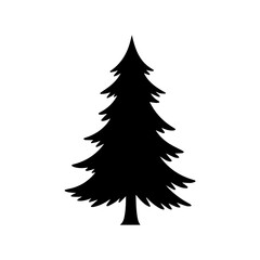 Obraz premium Conifer Tree Silhouette Vector Icon Pine Fir Evergreen Graphic Forest Nature Plant Symbol Minimalist Black White Element Vector illustration