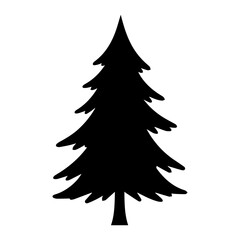Obraz premium Christmas Tree Silhouette Icon Festive Winter Holiday Symbol for Design Celebration Isolated Evergreen Pine Illustration on White Background vector illustration
