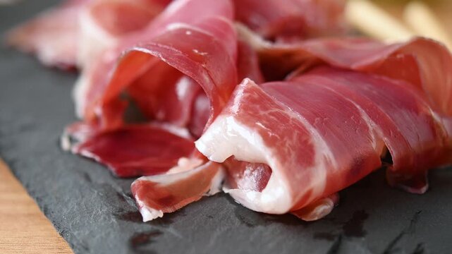 Slices of Spanish Serrano Ham