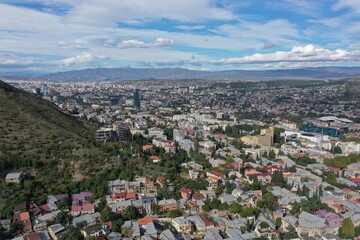 Panoramic Aerial of Tbilisi Along the Kura River © Roman