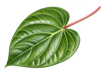 Glossy Green Betel Leaf with Prominent Pinnate Veins and Slender Petiole Illustration