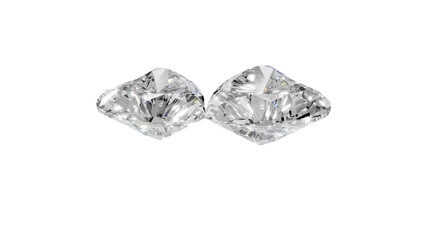 two heart shape shining diamonds with transparent background 