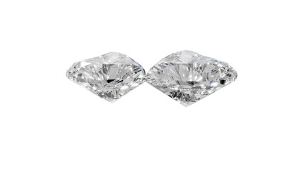 two heart shape shining diamonds with transparent background 