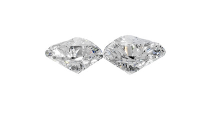 two heart shape shining diamonds with transparent background 