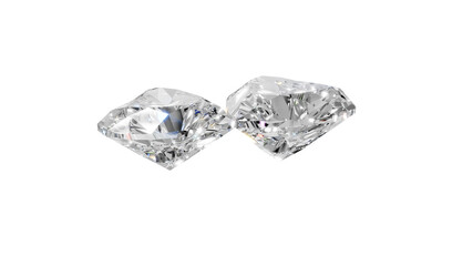 two heart shape shining diamonds with transparent background 