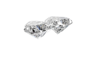 two heart shape shining diamonds with transparent background 