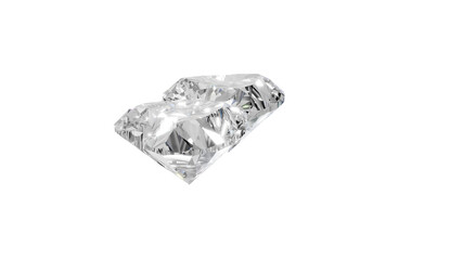 two heart shape shining diamonds with transparent background 