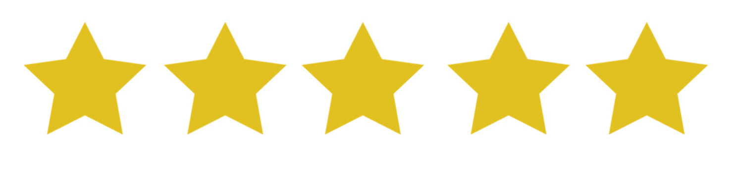 Five stars customer product rating review flat icon for apps and websites