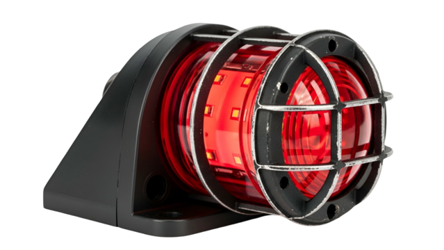 Alarm Light with Red Beacon and Metal Guard on Transparent Background