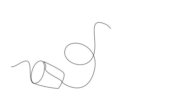 Animated self drawing of single continuous line drawing tin can telephone. Old school technology. 2 way chat from tin can and string. Simple communication. Loomis Day. Full length animation