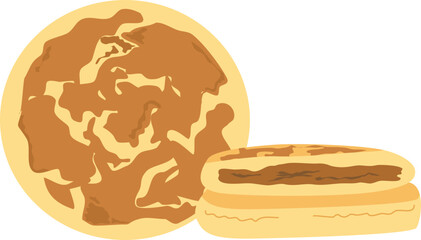 Hotteok Illustration — Sweet Korean Pancake Street Dessert Vector