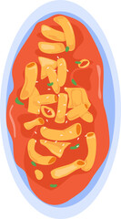 Tteokbokki Illustration — Korean Spicy Rice Cake Street Food Vector