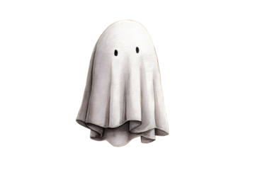 Playful ghost character floating with spooky halloween vibes
