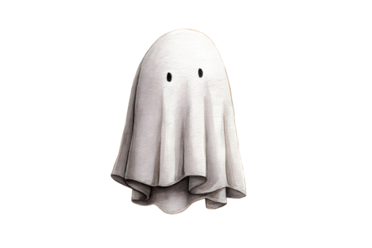 Playful ghost character floating with spooky halloween vibes