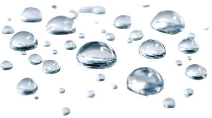 Transparent water droplets on black surface for creative design projects