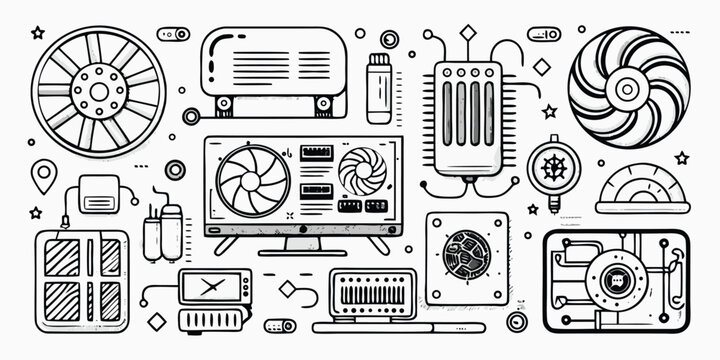 Computer hardware components diagram collection of computer parts and accessories