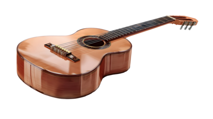 Traditional wooden acoustic guitar illustration for musical design projects