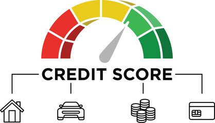 Credit score banner icon concept