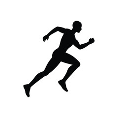 athlete running silhouette on white background