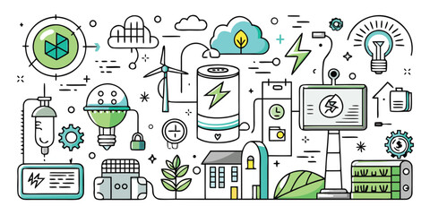 Eco friendly technology and sustainable energy solutions infographic