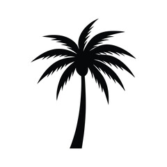 silhouette of a palm tree simple vector on white