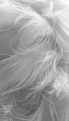 Abstract White Feathered Textures Creating a Serene and Gentle Composition with Soft Fibrils